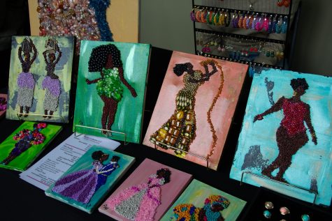 Artist Pia Ojiako presented her bead artwork depicting Black female figures and handmade jewelry amongst other African American vendors, nonprofits and businesses in the Great Hall.