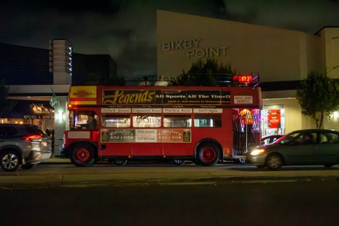 03/01/2024 - Long Beach, Calif: The Big Red Bus makes one of its many stops in front of Rasselbock Kitchen & Beer Garden. The bus was free to write and began from Beachwood Brewing in a loop to The Better Half area from 6:30 p.m. to 9:30 p.m.