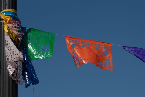 02/28/2024 - LOS ANGELES, Calif.:"Papel picado" adorns the lamp posts in Mariachi Plaza. The decorative paper is a staple of Mexican culture and is often used during celebrations.