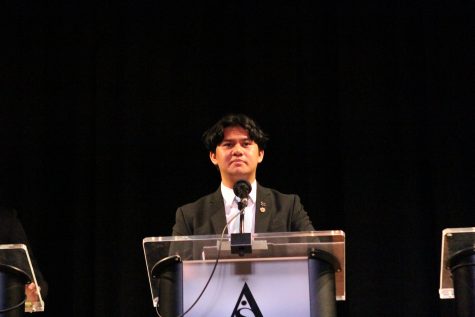 Matt Melendrez runs for ASI Vice President at the ASI Debate last week ahead of election week.
