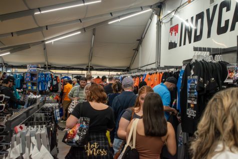 Long Beach, CALIF: Acura Long Beach Grand Prix attendees check out the IndyCar shop inside the Lifestyle Expo.