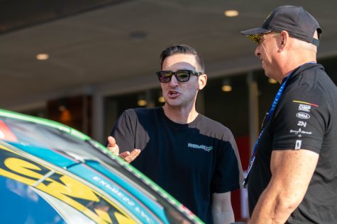 4/18/23 - Long Beach, Calif: Formula Drift 1 driver Rome Charpentier talked with the packed-out audience. Charpentier dreamed of being a race car driver when he was growing up and he's filled out that dream.